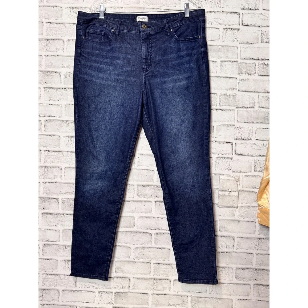 Jessica Simpson Dark Wash Skinny Jeans High Rise Blue Denim Size 16‎
